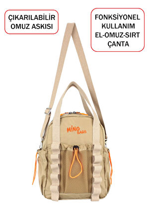 Fonksiyonel Ultra Hafif Bej Kadın Sırt Çanta El ve Omuzda Kullanım Yeni Nesil Su İtici Kumaş