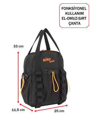 Fonksiyonel Ultra Hafif Siyah Kadın Sırt Çanta El ve Omuzda Kullanım Yeni Nesil Su İtici Kumaş