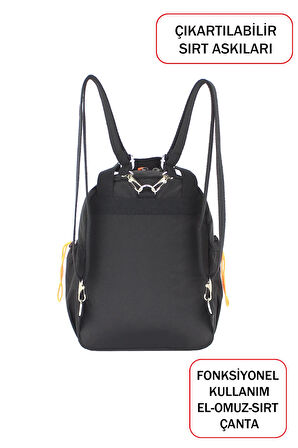 Fonksiyonel Ultra Hafif Siyah Kadın Sırt Çanta El ve Omuzda Kullanım Yeni Nesil Su İtici Kumaş