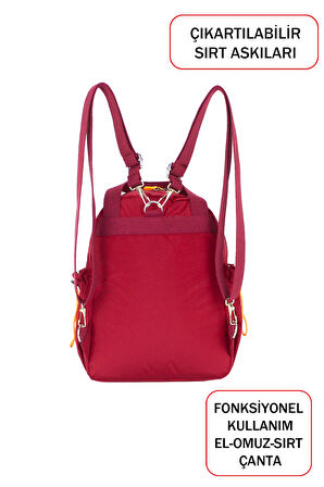 Fonksiyonel Ultra Hafif Bordo Kadın Sırt Çanta El ve Omuzda Kullanım Yeni Nesil Su İtici Kumaş