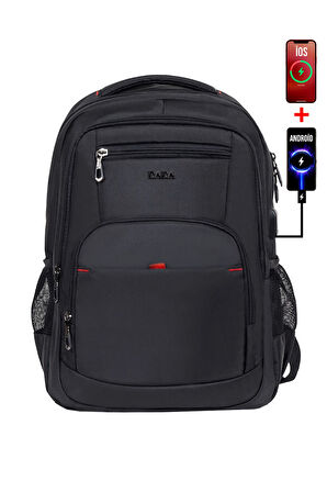 Usb Aparatlı Laptop Sırt Çantası 15,6 inç Geniş İç Hacim Darbe Emici Koruma Su Geçirmez Kumaş