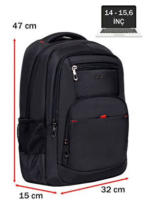 Usb Aparatlı Laptop Sırt Çantası 15,6 inç Geniş İç Hacim Darbe Emici Koruma Su Geçirmez Kumaş