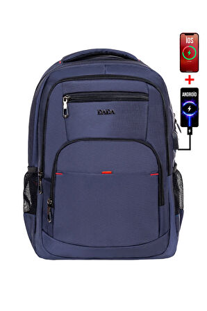 Usb Aparatlı Laptop Sırt Çantası 15,6 inç Geniş İç Hacim Darbe Emici Koruma Su Geçirmez Kumaş