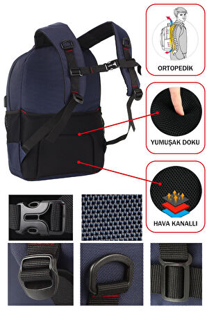 Usb Aparatlı Laptop Sırt Çantası 15,6 inç Geniş İç Hacim Darbe Emici Koruma Su Geçirmez Kumaş