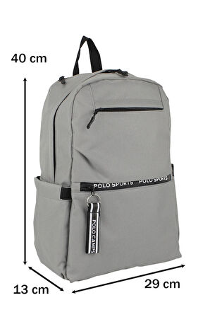 Gri Okul Sırt Çantası Ortaokul Lise Geniş İç Hacim Su Geçirmez Kumaş Yandan Cepli