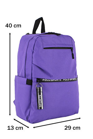 Mor Okul Sırt Çantası Ortaokul Lise Geniş İç Hacim Su Geçirmez Kumaş Yandan Cepli