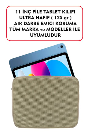 Dada Ultra Hafif (125gr) Vizon Renk File Tablet Kılıfı 10"-11" inç Air Darbe Emici Korumalı Unisex