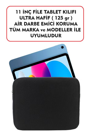Dada Ultra Hafif (125gr) Siyah Renk File Tablet Kılıfı 10"-11" inç Air Darbe Emici Korumalı Unisex