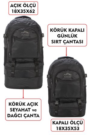 Körüklü Dağcı Sırt Outdoor Kamp Trekking Seyahat ve Günlük Sırt Çantası 65 Litre