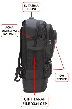 Körüklü Dağcı Sırt Outdoor Kamp Trekking Seyahat ve Günlük Sırt Çantası 65 Litre