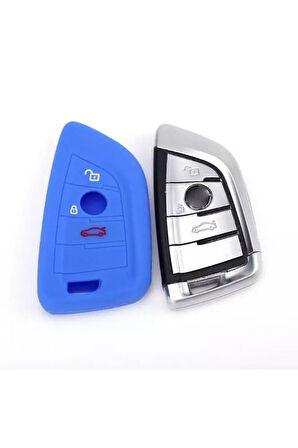 Bmw F15 G20 F48 F39 X5 X6 Uyumlu Üçgen Tip Silikon Anahtar Koruma Kılıfı Mavi Renk