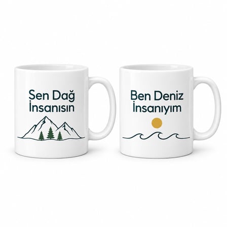 Dağ İnsanı ve Deniz İnsanı 2`li Porselen Kupa Seti - MODEL 388