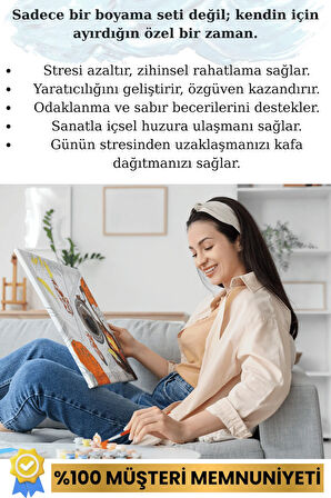 Sayılarla Boyama Seti Numaralı Tuval Fırça Boya 40x50 Cm Dağ Manzarası