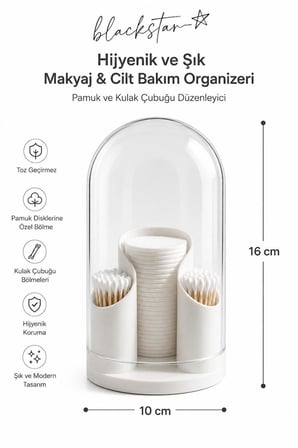 Galeriyo Toz Geçirmez Pamukluk & Kulak Çubuğu Düzenleyici Organizer Beyaz