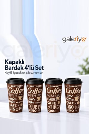 Galeriyo Kahve Bardağı Coffe Desenli 4 Adet