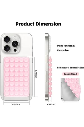 Vakumlu Silikon Vantuzlu Yapışkanlı Telefon Tutucu Çok Amaçlı Güçlü Vantuzlu Telefon Tutucu Pembe