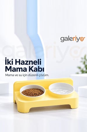 İki Hazneli Mama Kabı Sarı