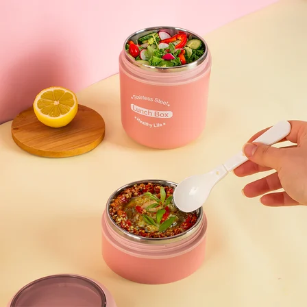 Porsima 5326 Çelik Yemek Termosu Lunch Box Taşınabilir Yemek Kabı Termos 200+650 mL