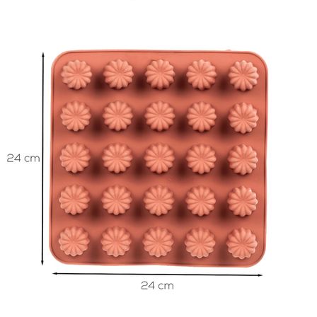 Porsima 30044 Silikon 25li Muffin kalıbı Çiçek kek kalıbı kalıbı Kiremit 24*24cm