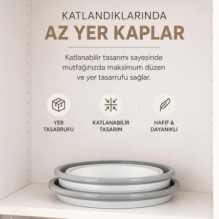 Porsima ET-00111 Çok Amaçlı Katlanır Badya Akordiyon Leğen Katlanabilir Organizer Düzenleyici 9lt - 5lt