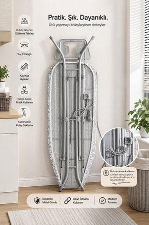 Perilla 9995 Iron Kol Ütüleme Aparatlı Ütü Masası 41*148 cm 