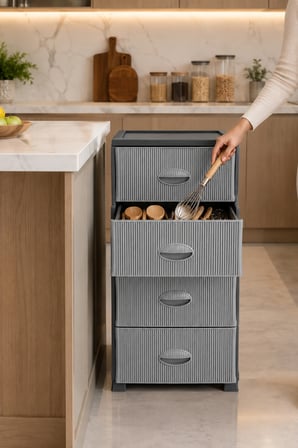 Porsima 0704-1 4 Katlı Still Komodin Ant/Gri Çekmeceli Sebzelik Oyuncak Sepeti Plastik Organizer