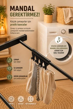 Perilla 17062 Fit Katlanabilir Çamaşır Kurutmalık 15 Metre Asma Alanı 50 Kg Taşıma Kapasiteli