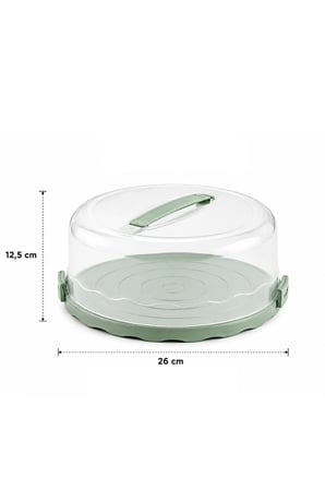 Porsima L-00501-2 Kilitli Kulplu Kek & Pasta Taşıma Saklama Fanusu 26 cm (Su Yeşili)