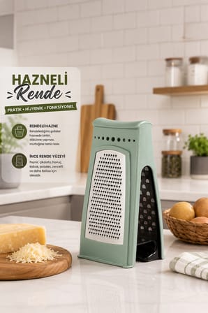 Porsima L-00667 550 ml Hazneli Paslanmaz Çelik Mutfak Rendesi – Turkuaz / Su Yeşili