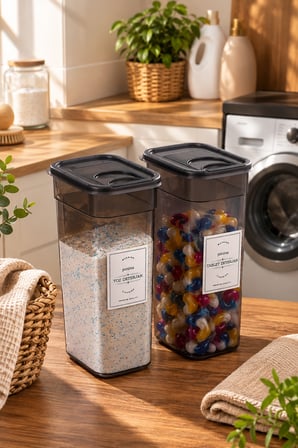 Porsima TE-150 2'li Sürgülü Kapak Çok Amaçlı Deterjan ve Erzak Saklama Kabı 3,2 Litre