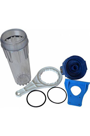 Daire Girişi Su Arıtma Filtre Kabı 10 Inch , 3/4 Inch In Out Bağlantılı,10'' Yıkanabilir Filtre