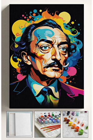 Sayılarla Boyama Hobi Seti Çerçeveli Numaralı Tuval Fırça Boya Dahil Kasnaklı DALİ 40x50 Cm