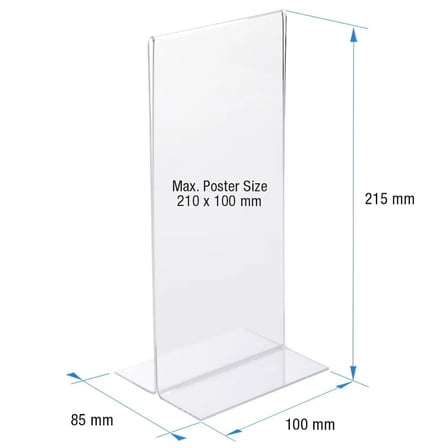T Tipi Dikey 10x21cm Pleksi Masaüstü Şeffaf Föylük Broşürlük Fiyatlık 10lu Paket
