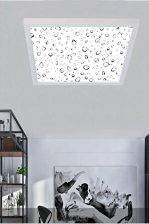 Led Avize Damla Tavana Model 60w Beyaz Kasa,beyaz Işık, Damla Model Avize, 60x60 Kare Modern Avize