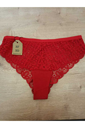 YILBAŞI DANTELLİ GÜPÜRLÜ KIRMIZI  NOEL HEDİYE PAKETLİ  KÜLOT  38-40 İÇÇAMAŞIRI