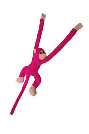 Araç İçi Dekoratif Pembe Pelüş Maymun Yastık – Yapışkan Elleriyle Koltuğa Sarılan Oto Aksesuar