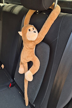 Araç İçi Dekoratif Kahverengi Pelüş Maymun Yastık – Yapışkan Elleriyle Koltuğa Sarılan Oto Aksesuar