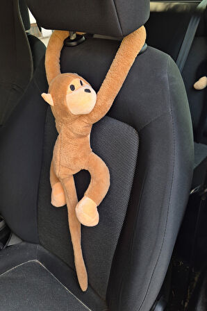 Araç İçi Dekoratif Kahverengi Pelüş Maymun Yastık – Yapışkan Elleriyle Koltuğa Sarılan Oto Aksesuar