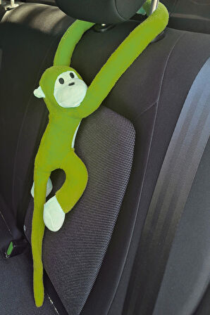 Araç İçi Dekoratif Açık Yeşil Pelüş Maymun Yastık – Yapışkan Elleriyle Koltuğa Sarılan Oto Aksesuar