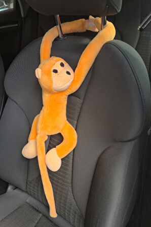Araç İçi Dekoratif Turuncu Pelüş Maymun Yastık – Yapışkan Elleriyle Koltuğa Sarılan Oto Aksesuar