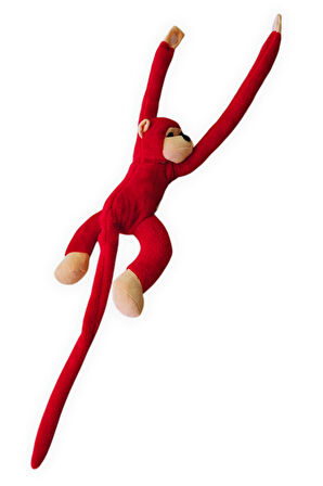 Araç İçi Dekoratif Kırmızı Pelüş Maymun Yastık – Yapışkan Elleriyle Koltuğa Sarılan Oto Aksesuar