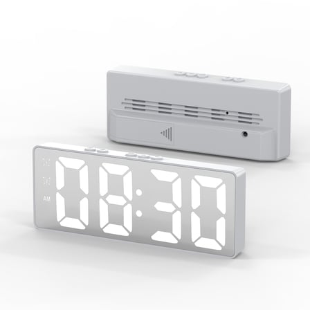 Dijital Masa Saati – Alarm Erteleme, Gece Modu ve Ses Kontrollü Akıllı LED Saat - Beyaz