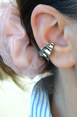 Antik Bohem Sıkıştırmalı Earcuff | Deliksiz Kıkırdak Küpesi | Rodyum Kaplama Çelik