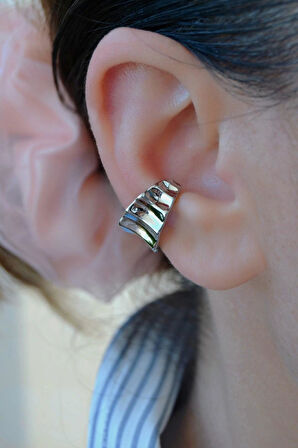 Antik Bohem Sıkıştırmalı Earcuff | Deliksiz Kıkırdak Küpesi | Rodyum Kaplama Çelik