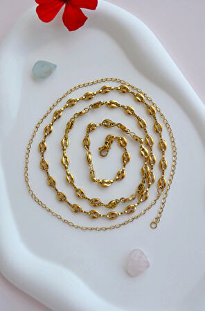 Çelik Bel Zinciri Uzun Kolye Bel Kolyesi Çelik