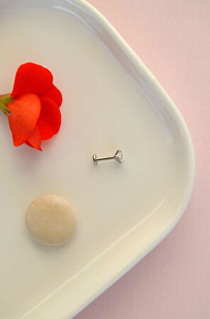 Kalp Tektaş Cerrahi Çelik Piercing Tragus Helix Kıkırdak Lob Conch Dudak