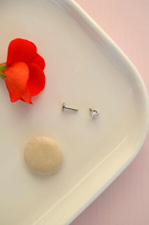 Kalp Tektaş Cerrahi Çelik Piercing Tragus Helix Kıkırdak Lob Conch Dudak