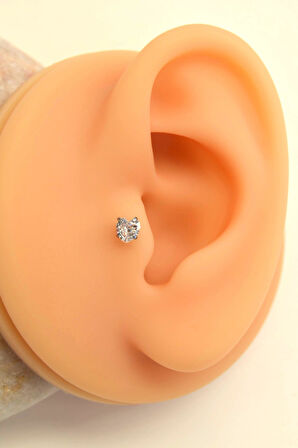 Kalp Tektaş Cerrahi Çelik Piercing Tragus Helix Kıkırdak Lob Conch Dudak
