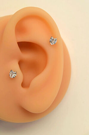 Kalp Tektaş Cerrahi Çelik Piercing Tragus Helix Kıkırdak Lob Conch Dudak