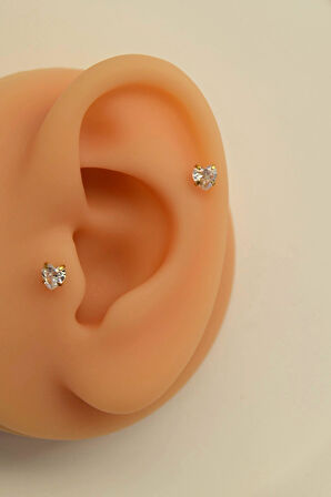 Kalp Tektaş Cerrahi Çelik Piercing Tragus Helix Kıkırdak Lob Conch Dudak